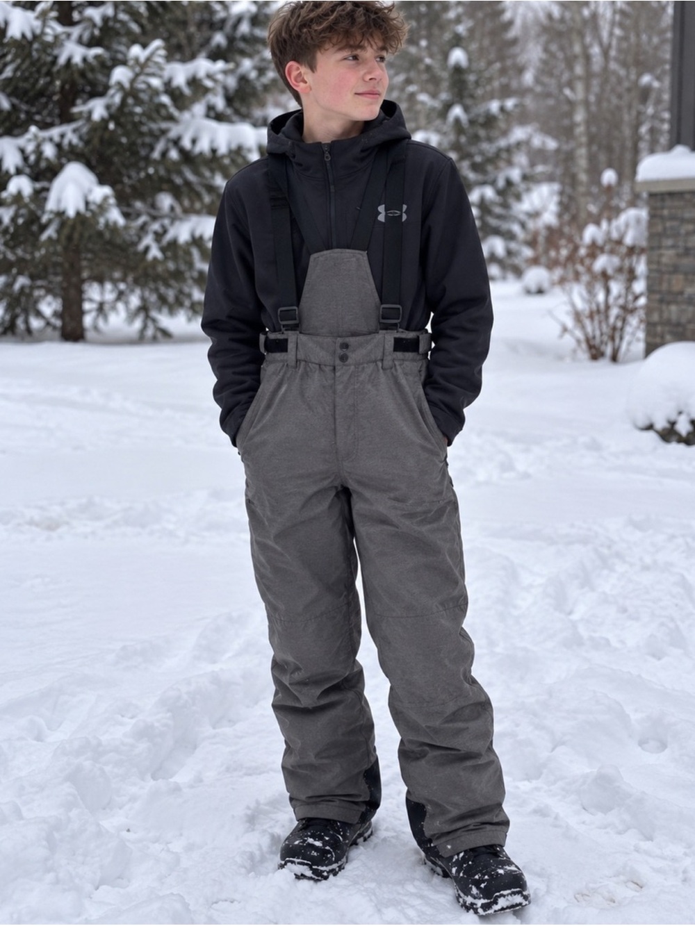 Vamos Gray Bib Snow Pants